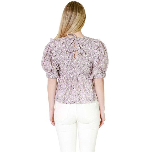 Sea New York Women’s Ida Smocked Top Lilac color Size XS - Picture 3 of 9